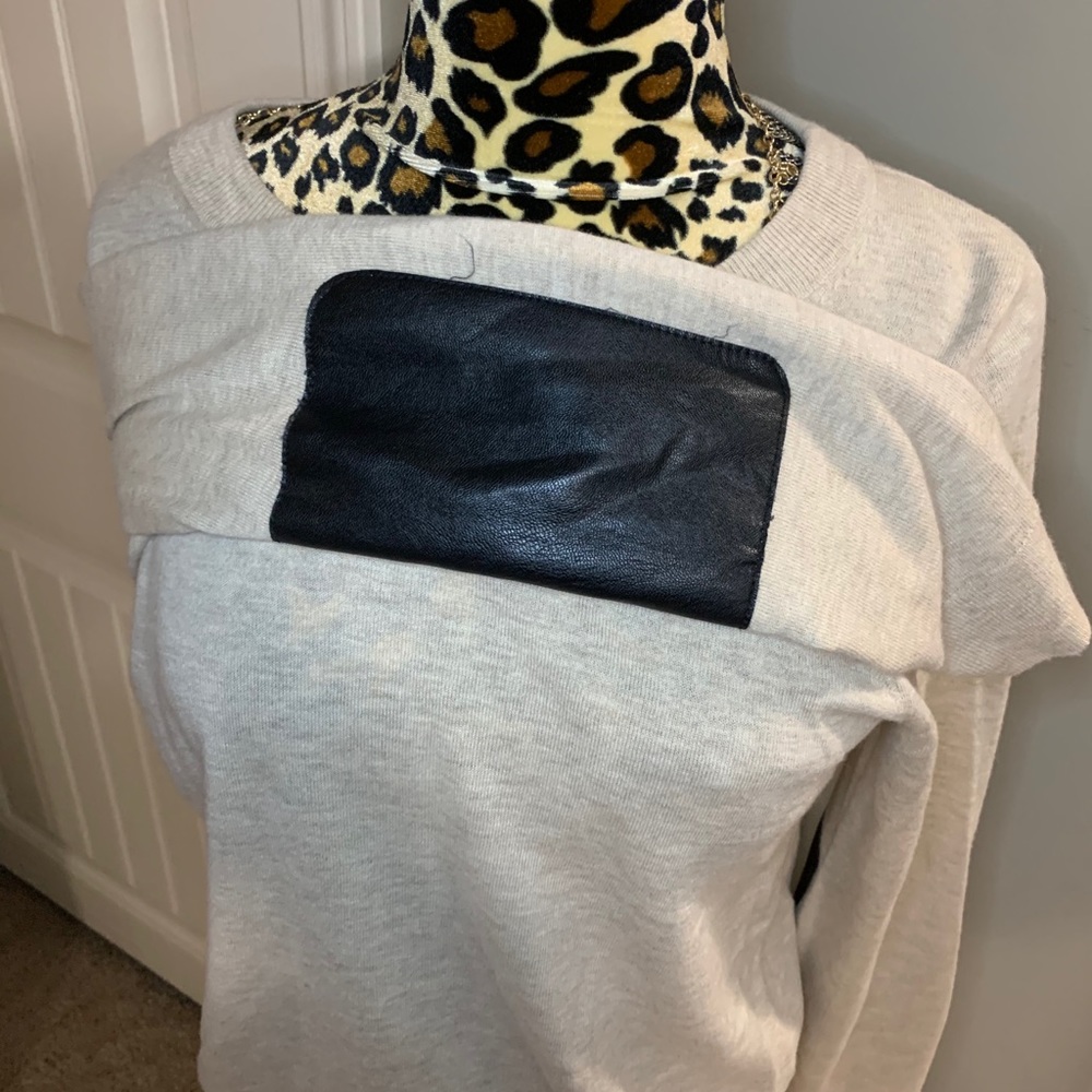 JCrew leather elbow sweater